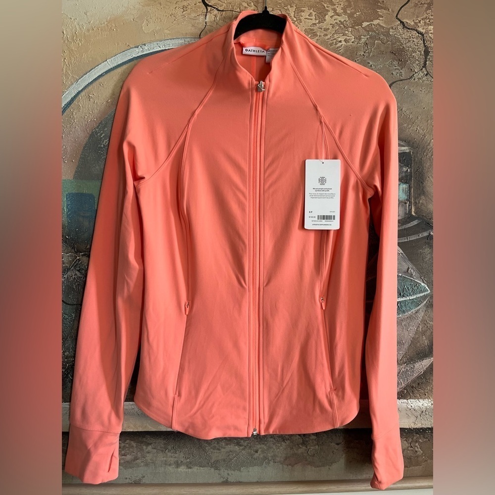 NWT Athleta Coral Pink Activewear Full Zip-up Salutation Jacket